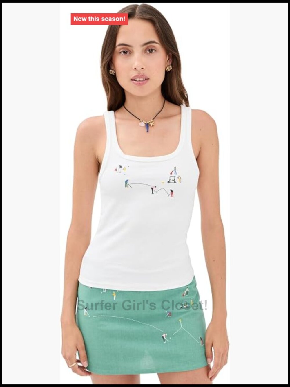 Sleeveless Scoop Neck Embellished Tank Top - Lightweight Stretch Jersey, High